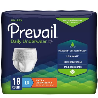 Prevail Pull-Up Daily Underwear, Large (44-58 in.), Extra - 18 / Case