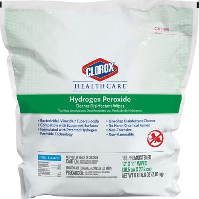 Clorox 30827 Healthcare Hydrogen Peroxide Cleaner Disinfectant Wipes Refill, 185 / Pack - 2 / Case