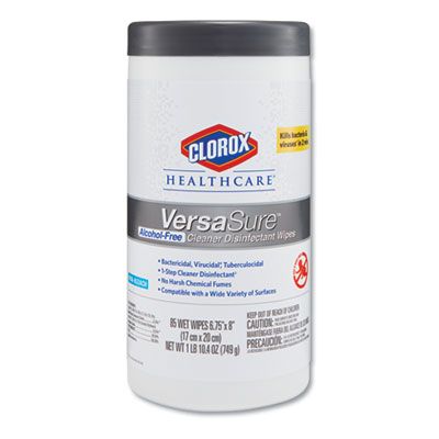 Clorox 31757 Healthcare VersaSure Disinfecting Wipes, 6.75" x 8", 85 / Canister - 6 / Case