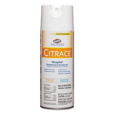 Clorox 49100 Healthcare Citrace Hospital Disinfectant & Deodorizer, Citrus, 14 oz Aerosol Spray Can - 12 / Case