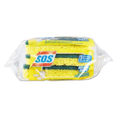 Clorox 91029 S.O.S. Scrubber Sponges, Heavy Duty, 2.5" x 4.5" x 0.9", Yellow / Green - 72 / Case
