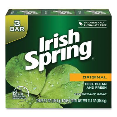 Colgate-Palmolive 14177 Irish Spring Bar Soap, 3.75 oz Bar, 3 / Pack - 18 / Case