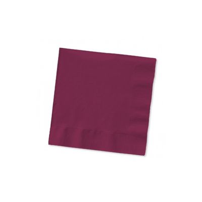 Creative Converting 803122B Touch of Color 2 Ply Paper Beverage Napkins, Burgundy - 600 / Case