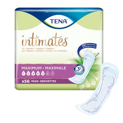 TENA 54267 Intimates Bladder Control Pads for Women, 13", Maximum Regular, Heavy Absorbency - 56 / Case