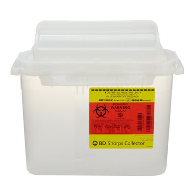 BD 305551 Sharps Container, 12" H x 12" W x 4-4/5" D, 5.4 Quart, Translucent White - 20 / Case