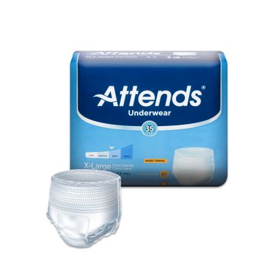 Attends AP0740 Absorbent Underwear, Adult Unisex, X-Large (58 to 68"), Moderate Absorbency - 56 / Case