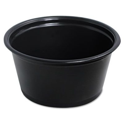 Dart Solo 200PCBLK 2 oz Conex Complements Plastic Portion Cups, Polypropylene, Black - 2500 / Case