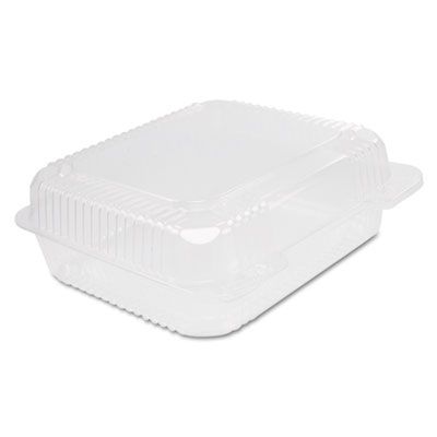 Dart Solo C51UT1 Staylock Plastic Hinged Container, 8-3/10" x 7-4/5" x 3", Clear - 250 / Case