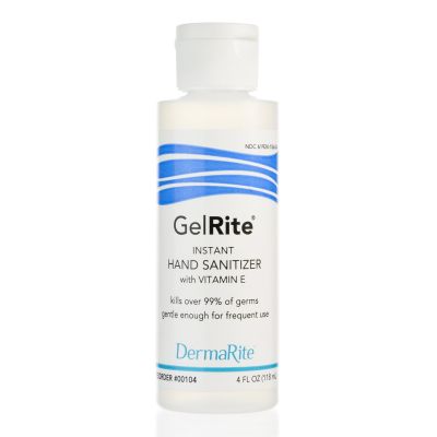 DermaRite Industries 00104 GelRite Hand Sanitizer Gel, Ethyl Alcohol, 4 oz Bottle - 24 / Case