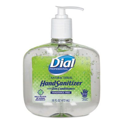 Dial 213 Antibacterial Gel Hand Sanitizer with Moisturizers, 16 oz Pump Bottle - 8 / Case