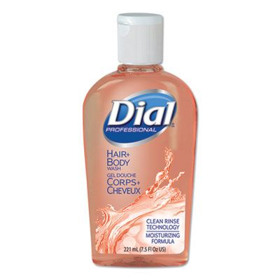 Dial 4014 Body & Hair Care Wash, Peach Scent, 7.5 oz Flip-Cap Bottle - 24 / Case