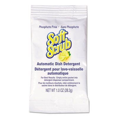 Dial 10006 Soft Scrub Automatic Dish Detergent, Lemon Scent, Powder, 1 oz Packet - 200 / Case