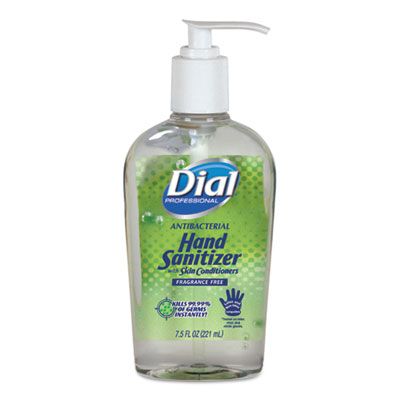Dial 1585 Antibacterial Hand Sanitizer Gel with Moisturizers, 7.5 oz Pump Bottle - 12 / Case
