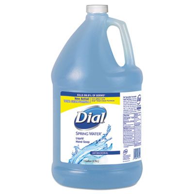 Dial 15926 Antimicrobial Liquid Hand Soap, Spring Water Scent, 1 Gallon Bottle, Blue - 4 / Case