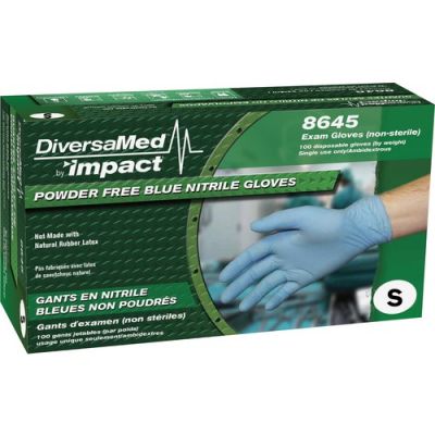 DiversaMed 8645S Nitrile Exam Gloves, Powder-Free, Small, Blue - 1000 / Case