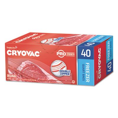 Diversey 100946913 Cryovac Quart Freezer Bag, Dual Zipper, Clear - 360 / Case