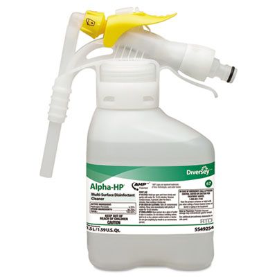 Diversey 5549254 Alpha-HP Multi-Surface Hospital-Grade Disinfectant Cleaner, Citrus Scent, 1.5 Liter Spray Bottle UOM - 2 / Case