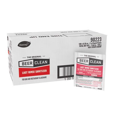 Diversey 90223 Beer Clean Last Rinse Sanitizer Powder, 0.25 oz Packs - 100 / Case