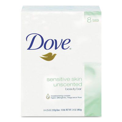 Diversey CB613789 Dove Sensitive Skin Bath Bar, Unscented, 4.5 oz Bar - 72 / Case