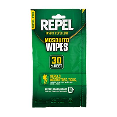Diversey CB941006 Repel Insect Repellent Mosquito Wipes, 30% DEET, 15 / Pack - 6 / Case