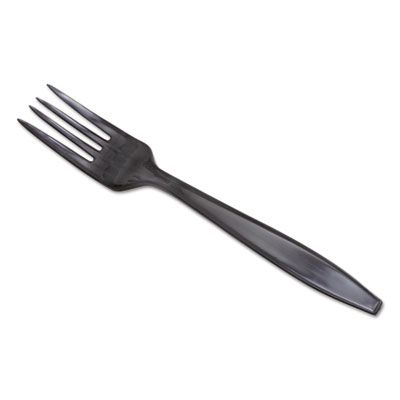 Dixie PFH53C Individually Wrapped Plastic Forks, Heavyweight Polystyrene, Black - 1000 / Case