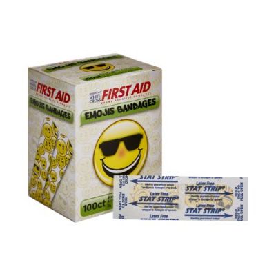 American White Cross 15606 First Aid Adhesive Strip Bandages, Emojis Kid Design, 3/4 x 3 Inch - 1200 / Case