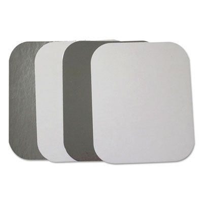 Durable Pkg L2201000 Flat Board Lids for 1 lb Oblong Aluminum Pans, 4-1/8" x 5-1/8", Silver - 1000 / Case
