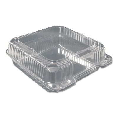 Durable Pkg PXT900 Plastic Hinged Lid Containers, 9" x 9" x 3", Clear - 200 / Case