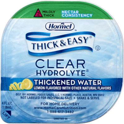 Hormel Thick & Easy Hydrolyte Thickened Water, Lemon Flavor, Mildly Thick, 4 oz Cup - 24 / Case