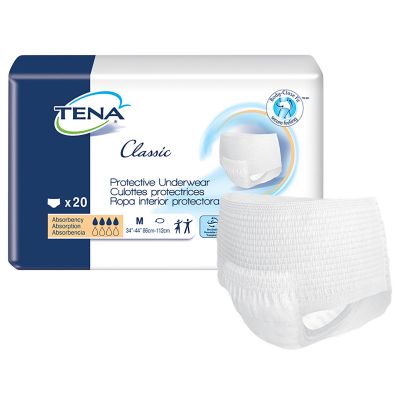 TENA 72513 Classic Absorbent Underwear, Adult Unisex, Medium (34 to 44"), Moderate Absorbency - 80 / Case