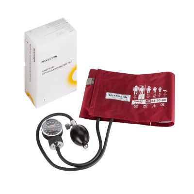McKesson 01-720-12XBDGM LUMEON Aneroid Sphygmomanometer with Adult Large Arm Cuff, 2-Tubes, Pocket Size Hand Held - 1 / Case