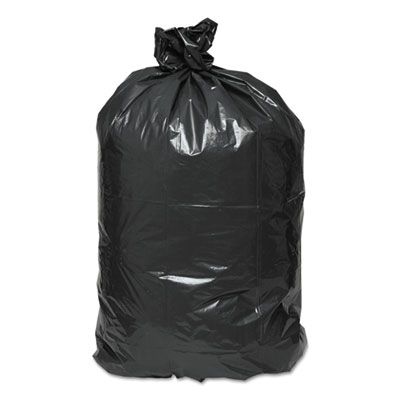 Webster RNW6050 Reclaim 60 Gallon Trash Can Liners / Garbage Bags, 1.25 Mil, 38" x 58", Black - 100 / Case