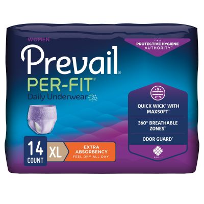Prevail Per-Fit Pull-Up Underwear for Women, X-Large (58-68 in.), Extra - 56 / Case