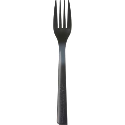 Eco-Products EPS112 Plastic Forks, Recycled Polystyrene, Black - 1000 / Case