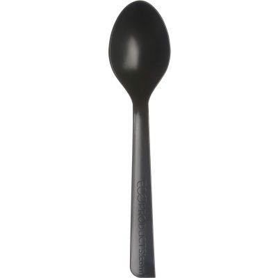 Eco-Products EPS113 Plastic Spoons, Recycled Polystyrene, Black - 1000 / Case