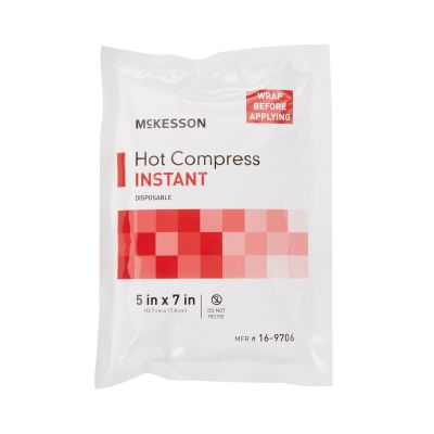 McKesson 16-9706 Medi-Pak Instant Hot Compress Packs, Plastic, Chemical Activation, 5" x 7", Single-Use Disposable - 24 / Case