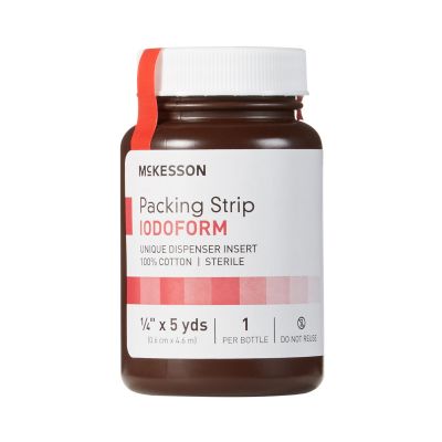 McKesson 61-59145 Wound Packing Strip, Iodoform, Antiseptic, Cotton, 1/4 Inch x 5 Yds, Sterile - 12 / Case