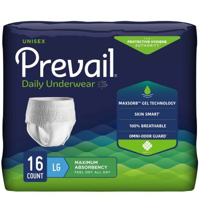 Prevail Pull-Up Daily Underwear, Large (44-58 in.), Maximum - 16 / Case