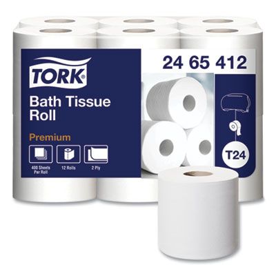 Essity 2465412 Tork Premium Toilet Paper, 2 Ply, 400 Sheets / Roll - 48 / Case