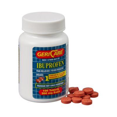 Geri-Care 60-941-01 Ibuprofen Pain Reliever / Fever Reducer, 200 mg Tablet - 1200 / Case