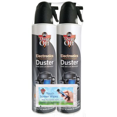 Falcon DSLPW Dust-Off Electronics Compressed Gas Duster with Touch Screen Wipe, 10-oz 2 Pack - 1 / Case