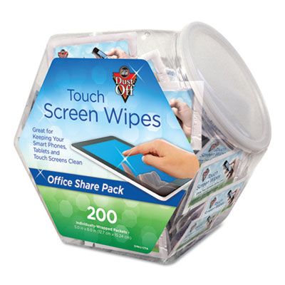 Falcon DMHJ Dust-Off Touch Screen Cleaning Wipes for Electronics, 5" x 6" - 200 / Case