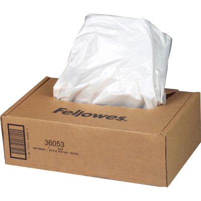 Fellowes 36053 9 Gallon Shredder Bags for 99Ci, 90S, 15" x 14" x 30", Clear - 100 / Case