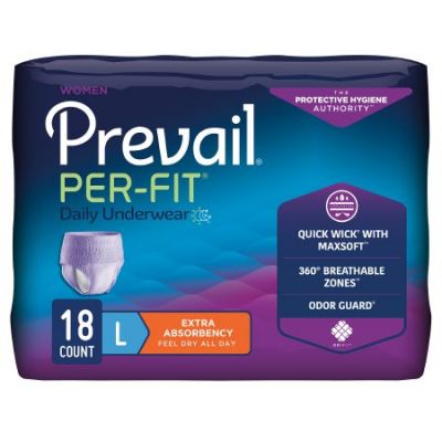 Prevail Per-Fit Pull-Up Underwear for Women, Large (44-58 in.), Extra - 72 / Case