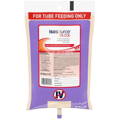Nestle Healthcare Nutrition 10043900181810 Isosource 1.5 Cal Tube Feeding Formula, Adult, Unflavored, 33.8 oz (100 mL) Bag - 6 / Case