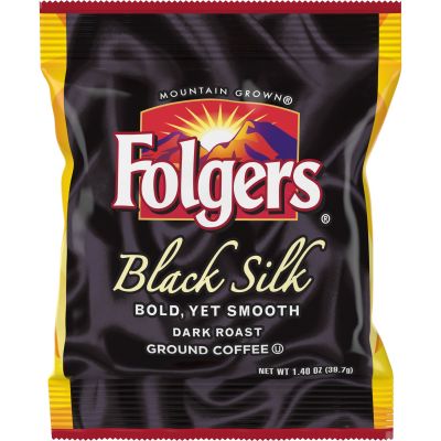 Folgers 19 Black Silk Dark Roast Ground Coffee Fraction Pack, 1.4 oz - 42 / Case