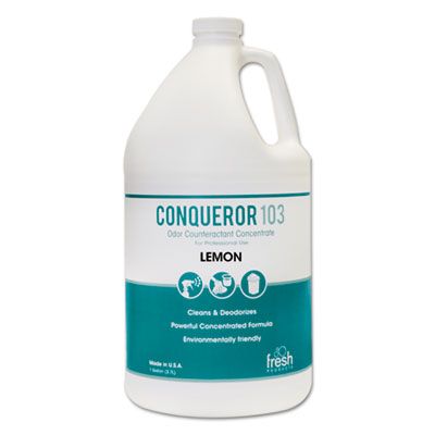 Fresh Products 1WBLE Conqueror 103 Odor Counteractant Concentrate, Lemon, 1 Gallon Bottle - 4 / Case
