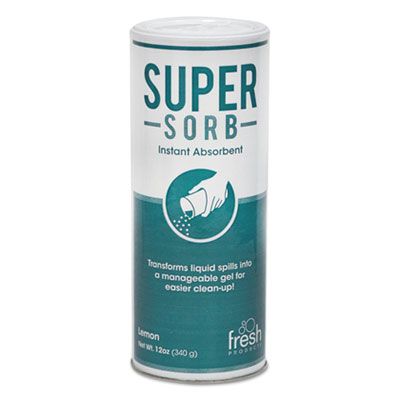 Fresh Products 614SS Super-Sorb Liquid Spill Absorbent Powder, Lemon Scent, 12 oz Shaker Can - 6 / Case