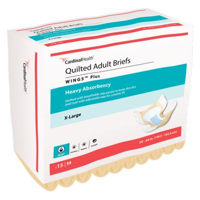 Cardinal Wings Plus Quilted Adult Diaper with Tabs, X-Large (59-64 in.), Heavy - 15 / Case