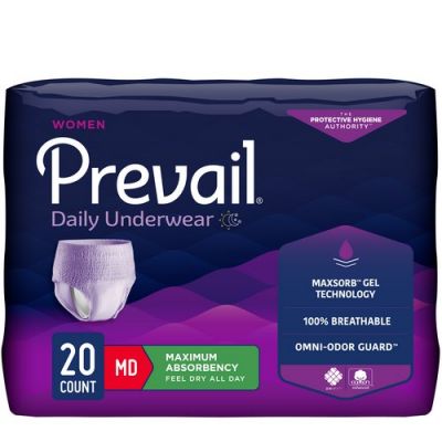 Prevail Pull-Up Daily Underwear for Women, Medium (28-40 in.), Maximum - 80 / Case